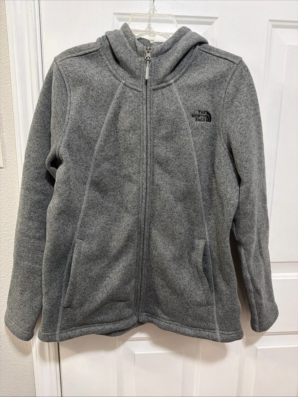 The North Face Gray Full-Zip Hooded Fleece Jacket size large